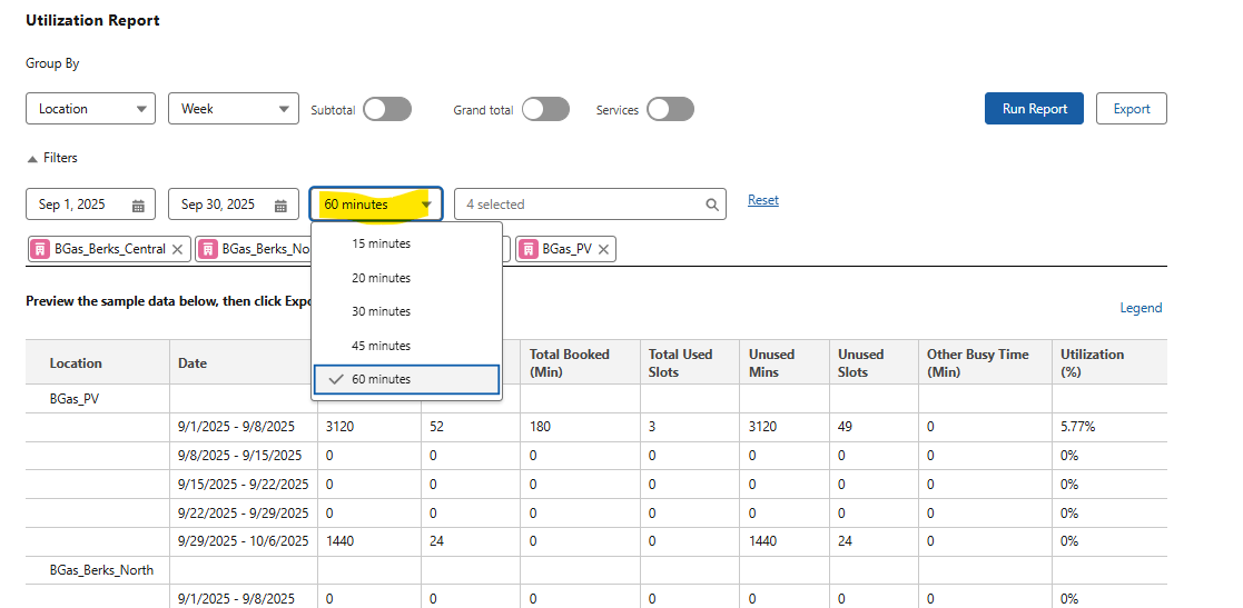Utilization Report – Longer times on filter that calculates Slots